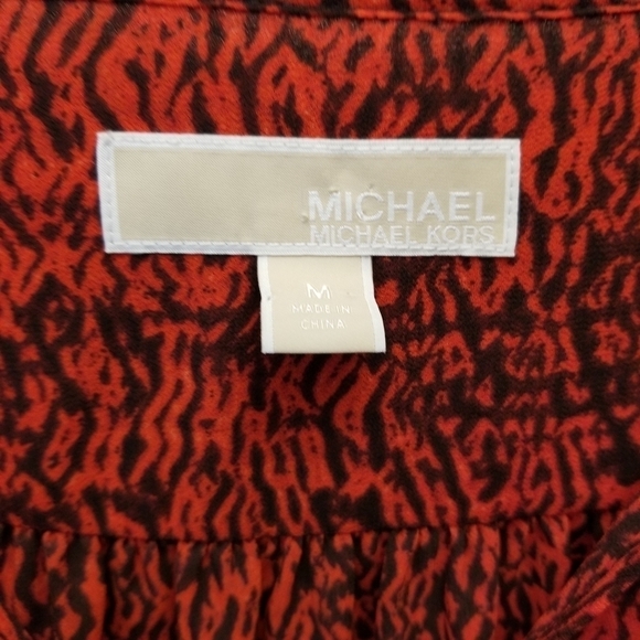 {M} Michael Kors Sunari Graphic Print Smock Dress Elastic Waist - Picture 8 of 10